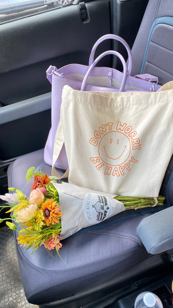 'DON'T WORRY BE HAPPY' ONE SHOULDER TOTE BAG